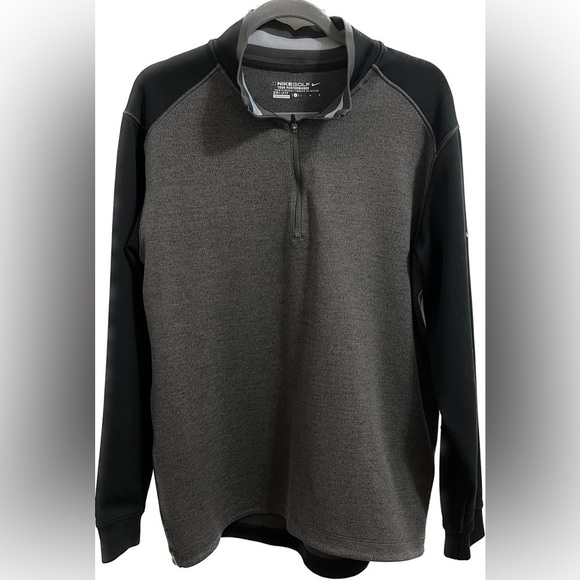 Nike Golf Tour Performance Dri-Fit Gray Black 1/4 Zip Pullover Jacket - Men's L - Picture 1 of 4